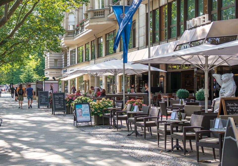 A sidewalk along Kurfürstendamm in Berlin.