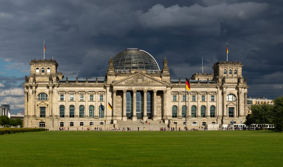 The Reichstag Building in Berlin viewed from the west.