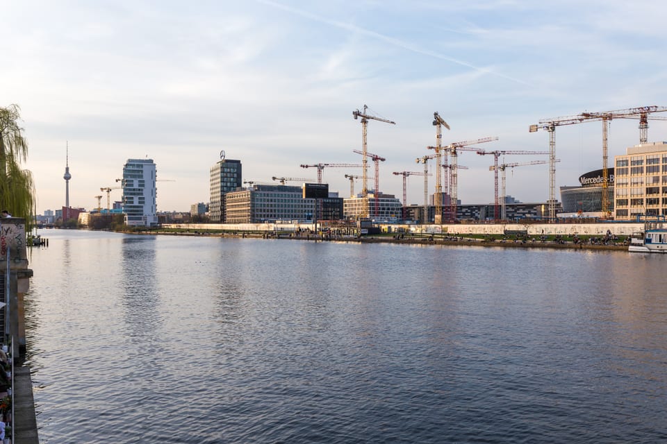 The East Side Gallery and Spree river in Berlin.